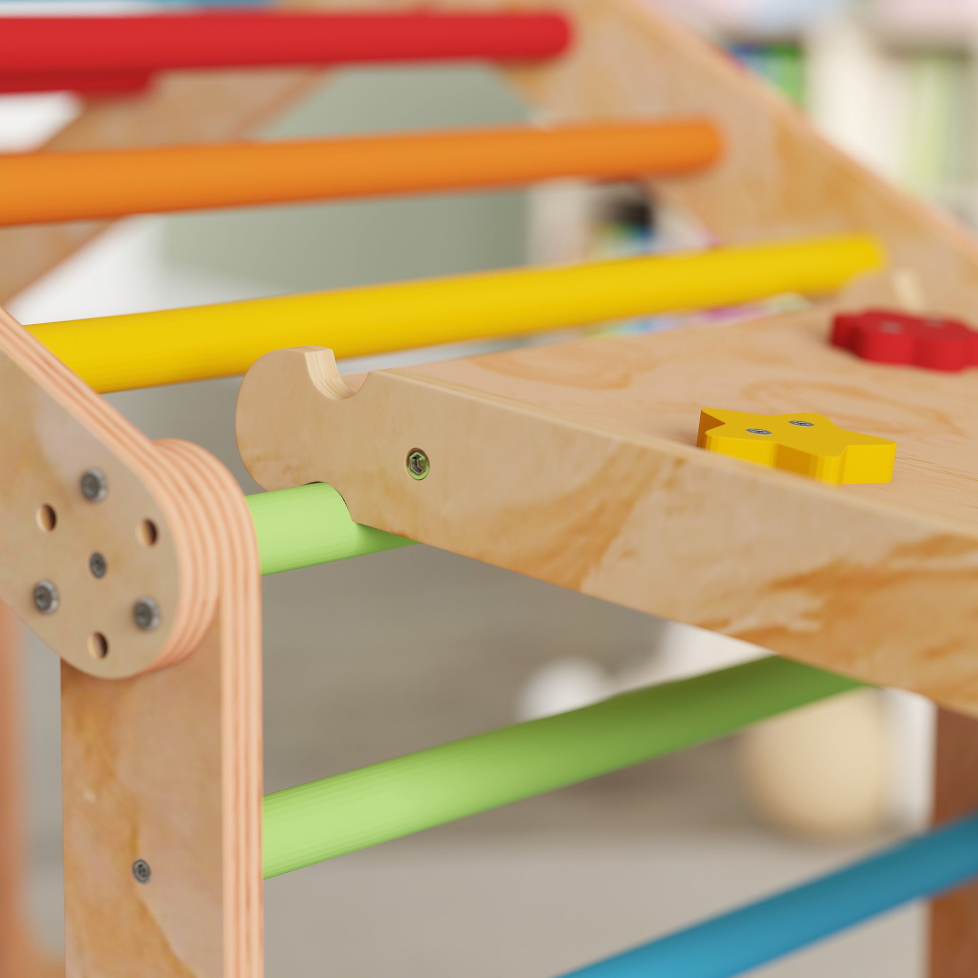 AIYAPLAY 9 in 1 Toddler Climbing Frame with Ramp, Slide, Arch, Ladder, Blackboard for 18-48 Months 