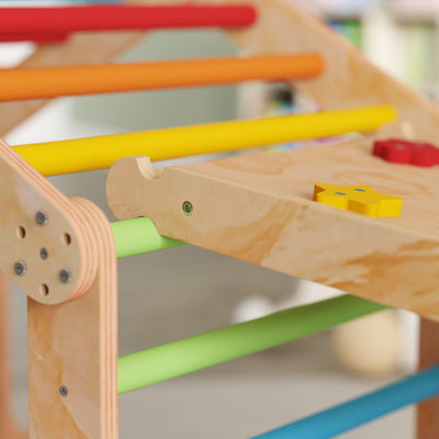 AIYAPLAY 9 in 1 Toddler Climbing Frame with Ramp, Slide, Arch, Ladder, Blackboard for 18-48 Months 