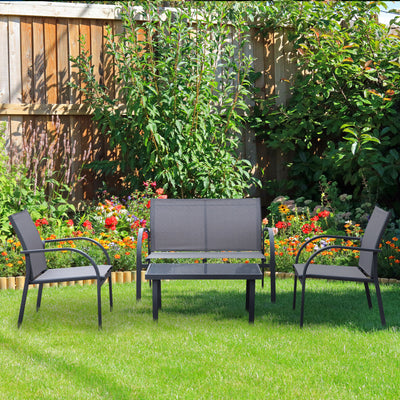 Outsunny Four-Piece Minimal Garden Patio Set - Grey 