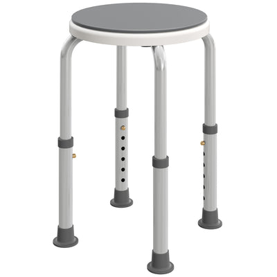 HOMCOM 360° Swivel Shower Chair, Height Adjustable Aluminium Shower Stool with Non-Slip Feet for Disabled, Elderly, Grey 