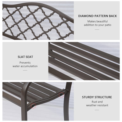 Outsunny Antique Style Outdoor Cast Iron Front Porch Bench Path Chair Seat Outdoor 