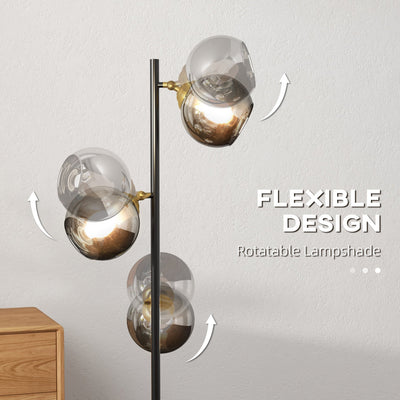 HOMCOM Tree Floor Lamp for Living Room Bedroom with 3 Light, Modern Standing Lamp, (Bulb not Included), 162cm, Grey 