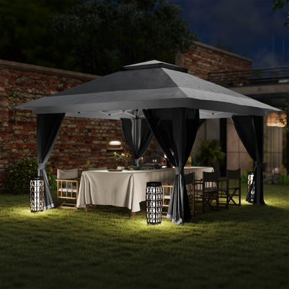 Outsunny 3.6 x 3.6m Pop-Up Gazebo, with Accessories - Grey 