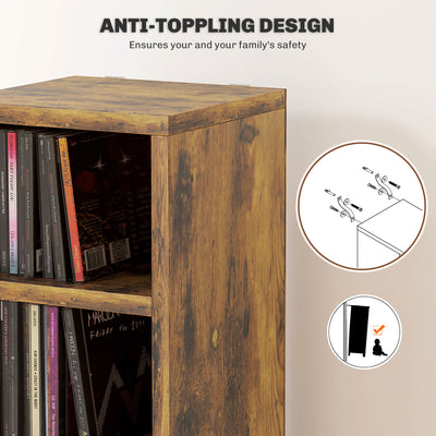 HOMCOM 204 CD Tall Narrow Media Storage Tower - Rustic Brown 