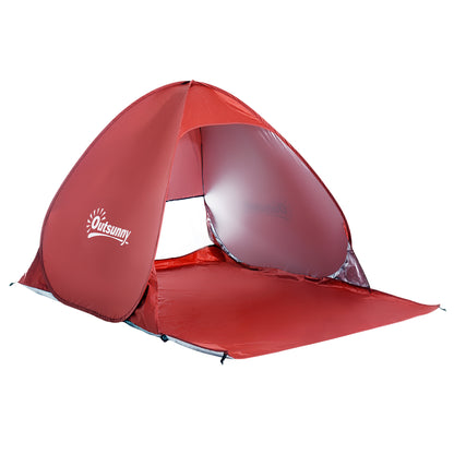 Outsunny Pop-up Portable Beach Tent-Red 