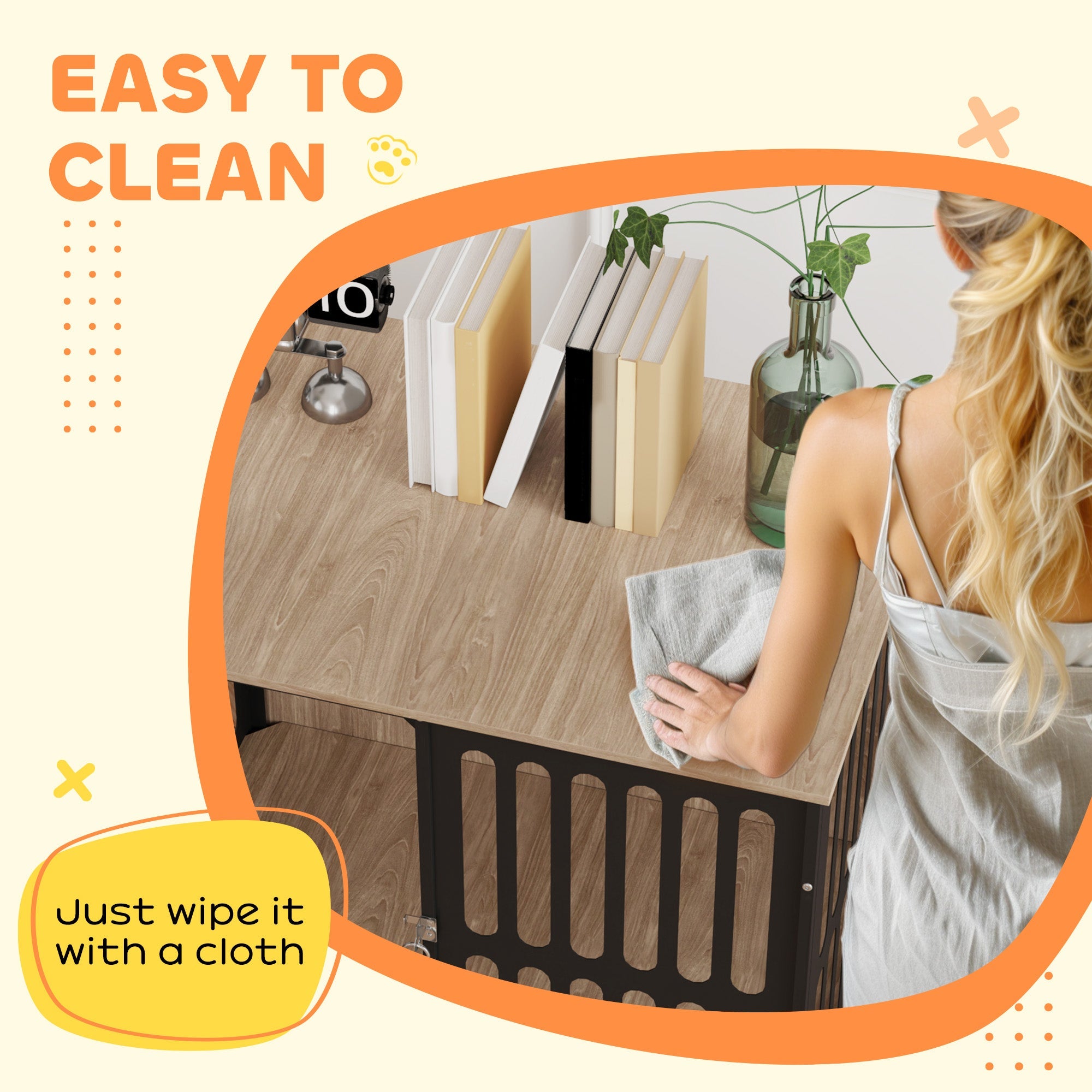 PawHut Dog Crate Furniture with Anti-Chew Resistant Mesh, Anti-Escape Single Door, for Medium Dogs, 80 x 55 x 72 cm 