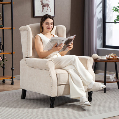 HOMCOM 150° Reclining Vintage Armchair, with footrest - Beige 