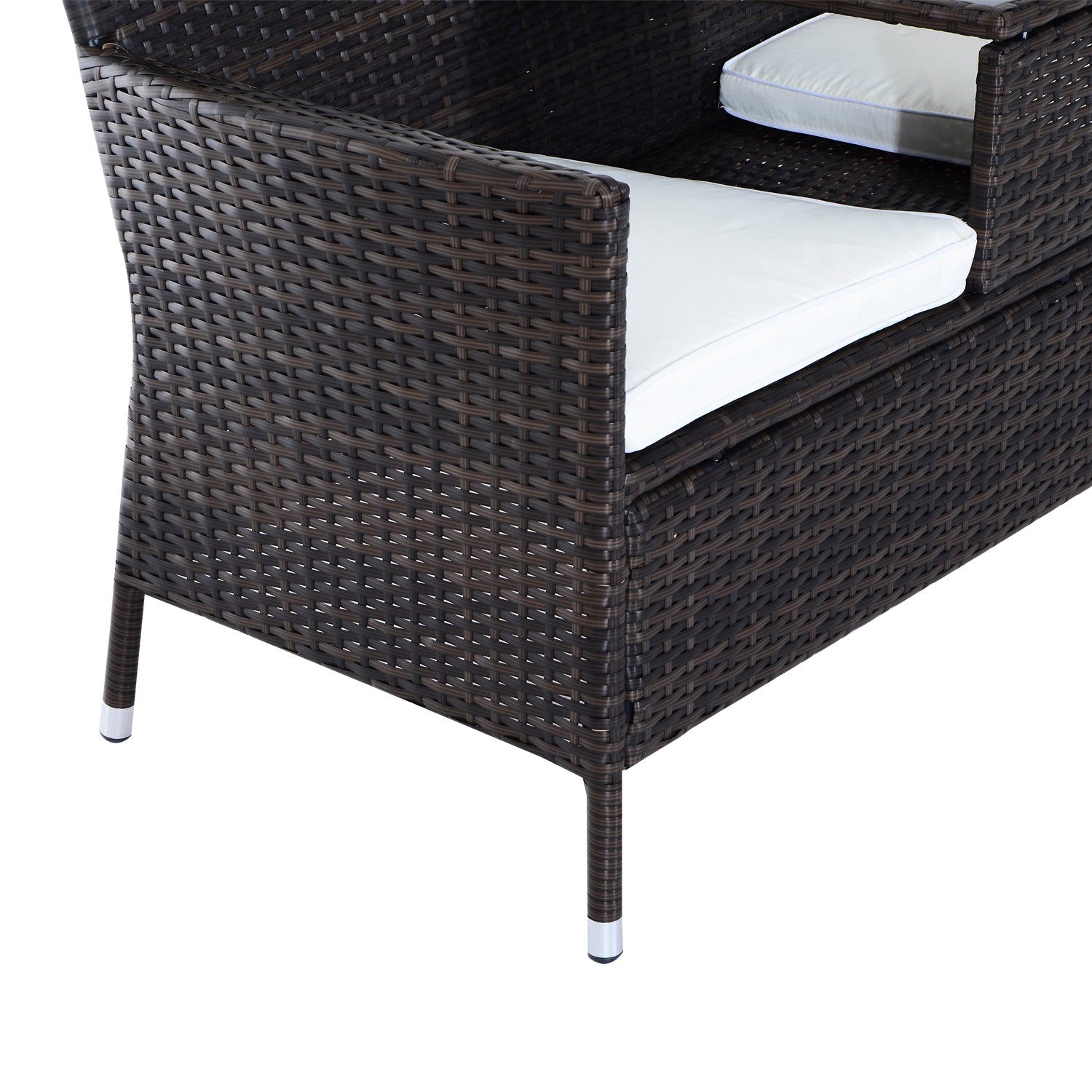 Outsunny 2-Seater Rattan Chair Furniture Set W/ Middle Tea Table-Brown 