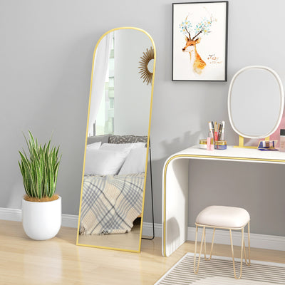 HOMCOM 162cm Aluminium Frame Standing Mirror - Gold 
