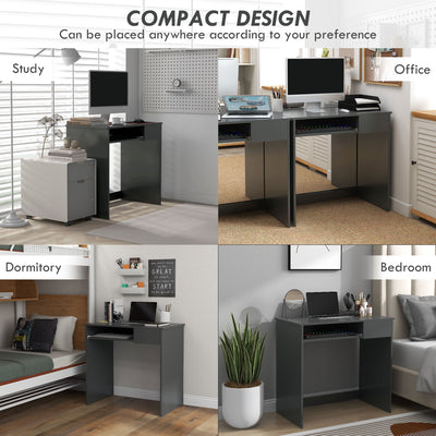 HOMCOM Compact Computer Desk with Keyboard Tray and Drawer, Study Desk, Writing Desk for Home Office, Grey 