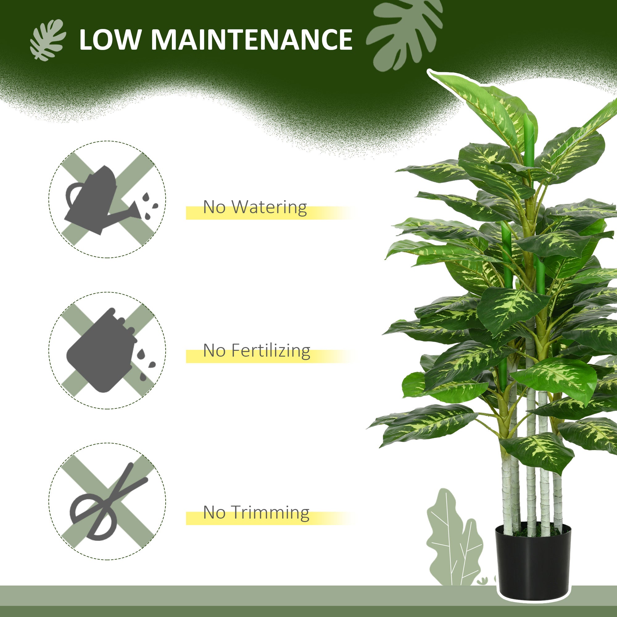 HOMCOM Artificial Evergreen Tree Fake Decorative Plant in Nursery Pot for Indoor Outdoor Decor, 120cm