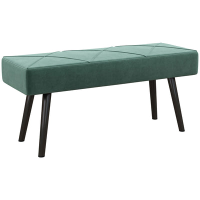 HOMCOM End of Bed Bench with X-Shape Design and Steel Legs, Upholstered Hallway Bench for Bedroom, Green 