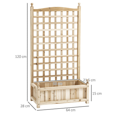 Outsunny Garden Planters with Trellis for Climbing Vines, Wood Raised Beds for Garden, Flower Pot, Indoor Outdoor, Natural 