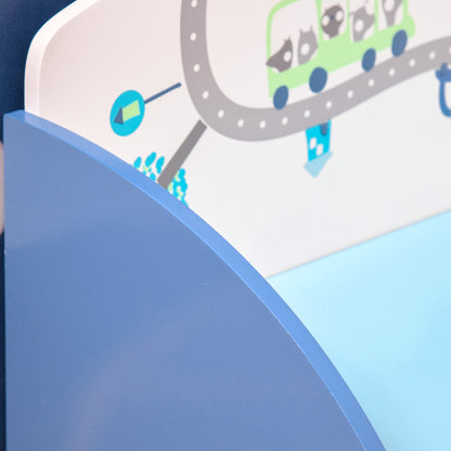 HOMCOM Kids Wooden Toy Box Children Storage Chest Bench Organiser Safety Hinge Bedroom Playroom Furniture Blue 