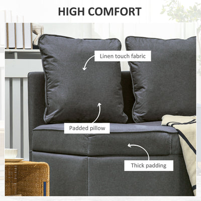 HOMCOM Convertible Single Sofa Bed with Thick Padded Seat, 3-in-1 Multi-Functional Sleeper Chair Bed with Magazine Pocket, for Living Room, Grey 