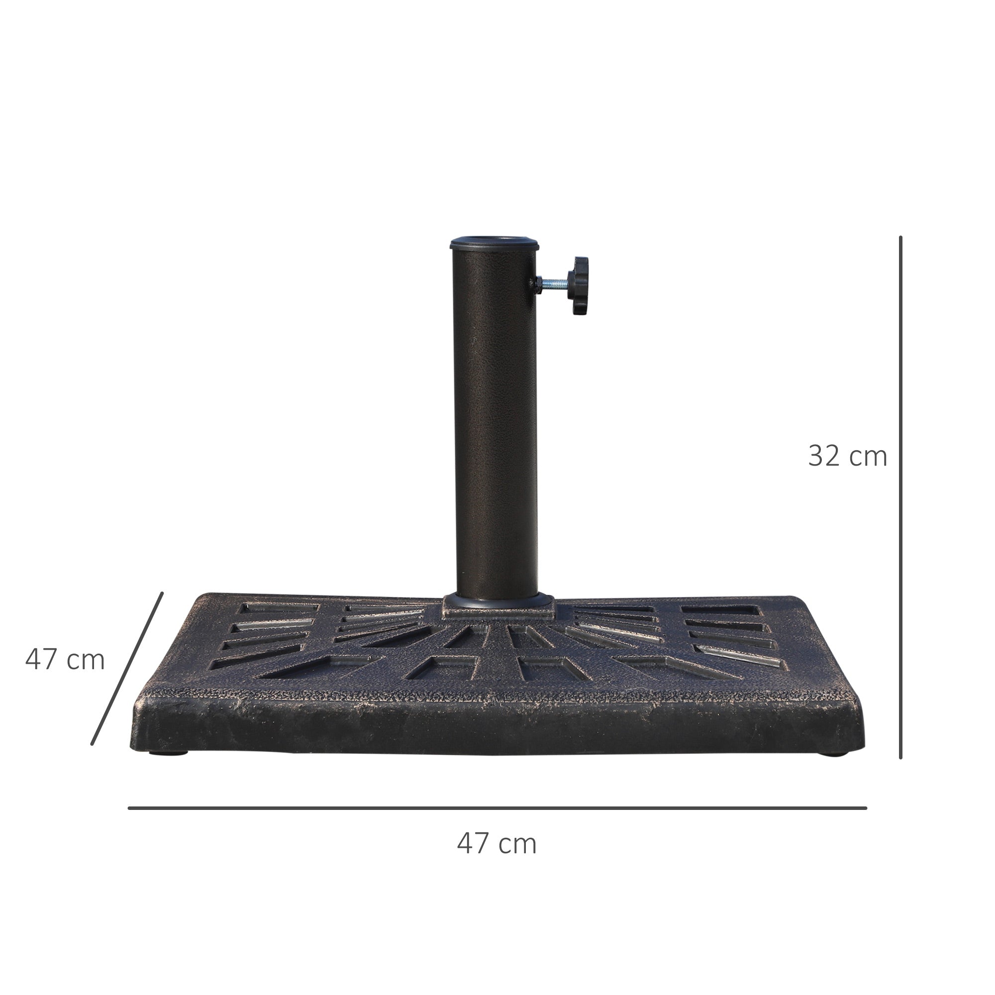 Outsunny 15kg Resin Durable Patterned Colophony Garden Patio Square Umbrella Stand Base Stand Bronze 
