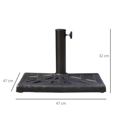 Outsunny 15kg Resin Durable Patterned Colophony Garden Patio Square Umbrella Stand Base Stand Bronze 
