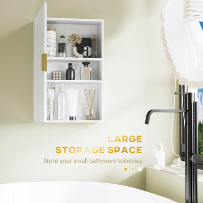 kleankin Bathroom Wall Cabinet, Over Toilet Storage Cupboard with Adjustable Shelves for Hallway, Living Room, White 