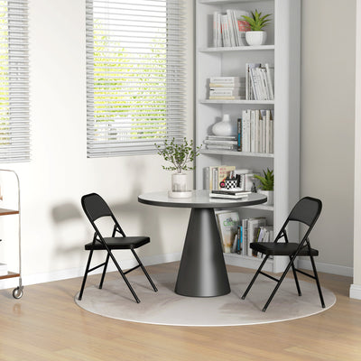 HOMCOM Set of Two Cushioned Steel Folding Chairs - Black 