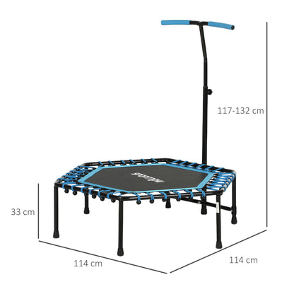SPORTNOW 45" Rebounder Trampoline for Adults, Quiet Bungee Rebounder with LED Lights and Adjustable Handle, Blue