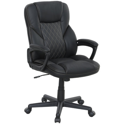 HOMCOM Executive Office Chair, High Back Desk Chair, PU Leather Swivel Computer Chair with Tilt Function, Adjustable Height and Armrests for Home Office, Black 