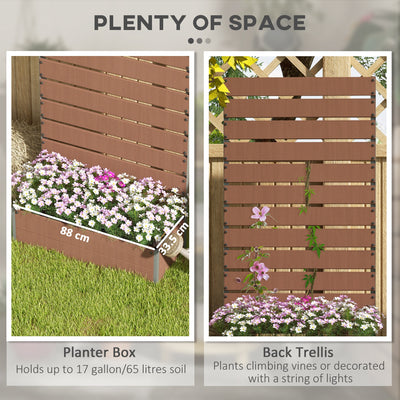 Outsunny Raised Bed for Garden, Planter with Trellis for Climbing Plants, Vines, Planter Box with Drainage Gap, Light Brown 