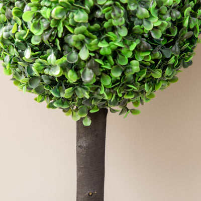 HOMCOM Set of 2 Artificial Plants Boxwood Ball Trees in Pot Fake Plants for Home Indoor Outdoor Decor, 20x20x60cm, Green 