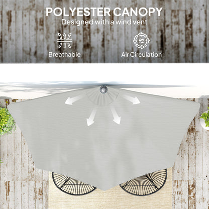 Outsunny Half Round Parasol Umbrella - Light Grey 