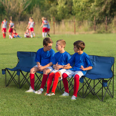 Outsunny 6 Seater Folding Camping Chair with Cup Holder & Carry Bag - Blue 