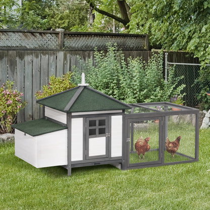 PawHut Chicken Coop Small Animal Pet Cage w/ Nesting Box Outdoor Run Wooden 