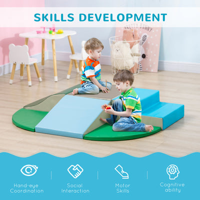 HOMCOM 6 Piece Soft Play Equipment for Kids Climb and Crawl, Multicoloured 
