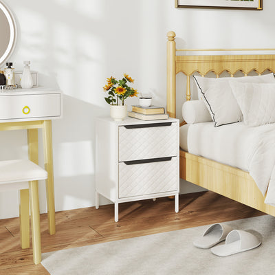 HOMCOM Chest of Drawers, Dresser with 2 Fabric Drawers and Aluminium Handles - White 