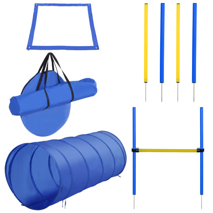 PawHut Pet Agility Training Equipment Dog Play Run Jump Obedience Training Set Adjustable (Poles + Hurdle + Tunnel + Pause Box) 