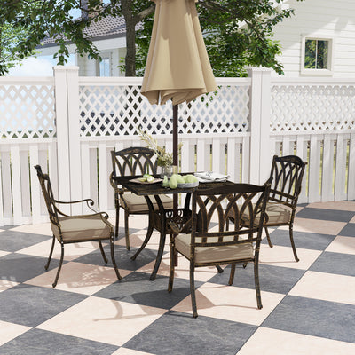 Outsunny Five-Piece Cast Aluminium Garden Dining Set - Bronze Tone 