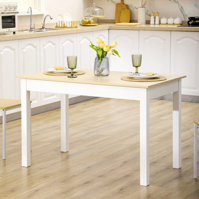HOMCOM Dining Table for 4 to 6, Modern Kitchen Table with Wood Effect Tabletop, Thick Legs, 120cm, Oak Wood Grain 