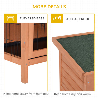 PawHut Rabbit Hutch Outdoor Guinea Pig Hutch Bunny Cage with No-Leak Trays, Divider, 136 x 50 x 93cm, Orange 