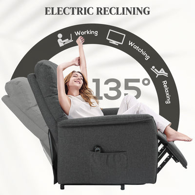 HOMCOM Electric Riser Recline Armchair, with Footrest - Dark Grey 