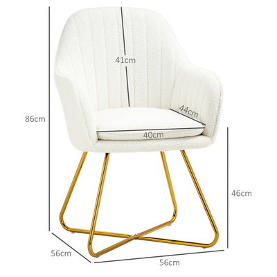 HOMCOM Set of Two Sherpa Fleece Dining Chairs - Cream 