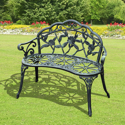 Outsunny Cast Aluminum Garden Bench-Antique Green 