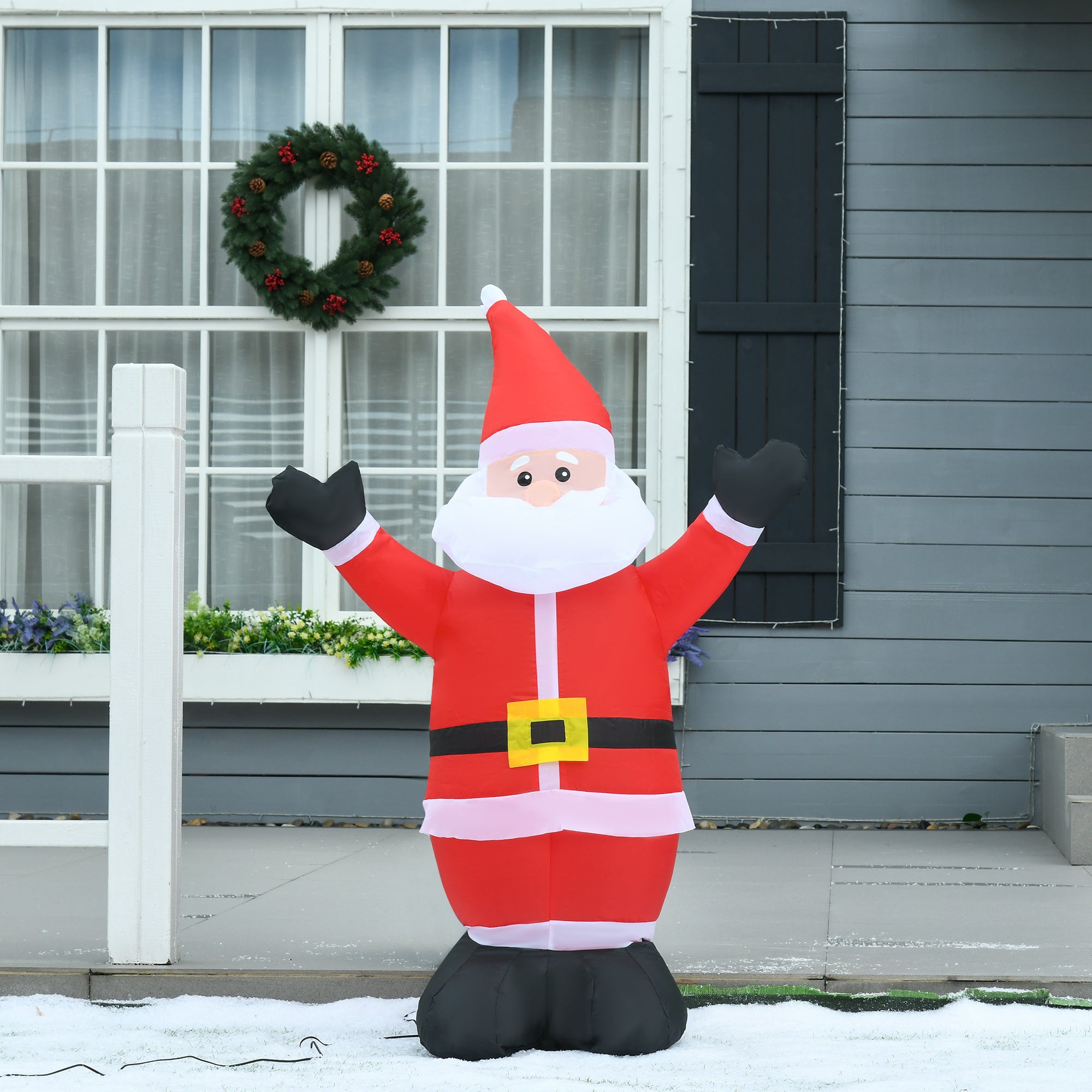 HOMCOM 4ft Inflatable Christmas Santa Claus Xmas Decoration 1 LED Holiday Air Blown Yard Outdoor Décor 