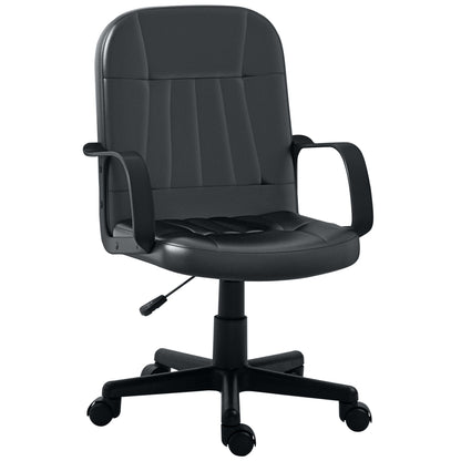 HOMCOM Swivel Executive Office Chair, PU Leather Computer Desk Chair with Adjustable Height, Wheels, Black 