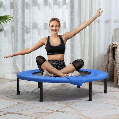 HOMCOM \'ce\'a696cm Mini Fitness Trampoline Home Gym Yoga Exercise Rebounder Indoor Outdoor Jumper with Safety Pad, Support Up to 100 KG, Blue and Black 