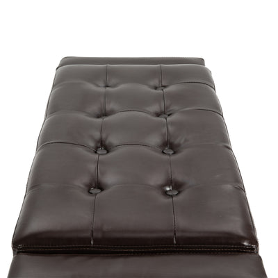 HOMCOM PU Leather Storage Ottoman Bench Storage Chest Tufted Ottoman Cube w/ Flipping Top 92L x 40W x 40H cm Brown 