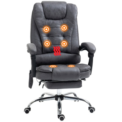 Vinsetto Heated 6 Points Vibration Massage Executive Office Chair Adjustable Swivel Ergonomic High Back Desk Chair Recliner with Footrest Dark Grey 