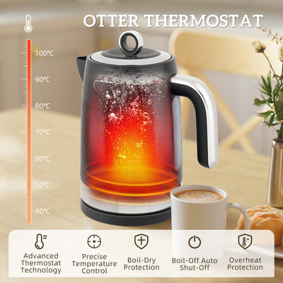 HOMCOM Sleek Textured Kettle and Toaster Set - Black 