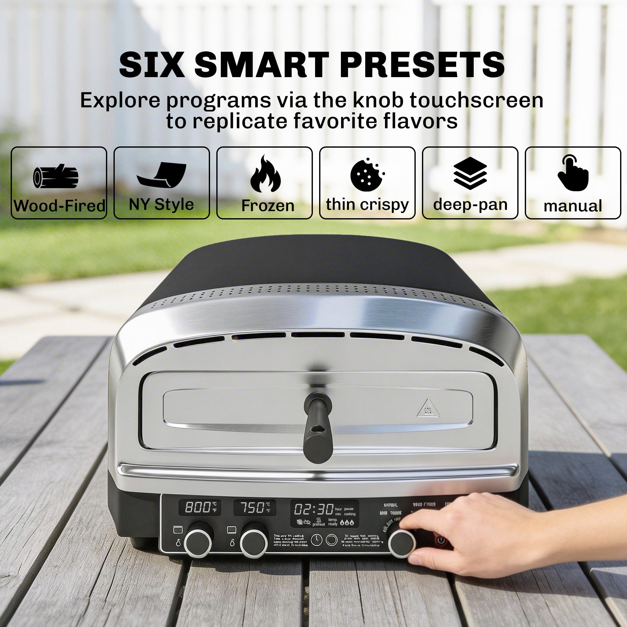 Outsunny Outdoor Pizza Oven Dual Heat Control 6 Presets Electric Pizza Maker with 37 cm Stone and Peel 