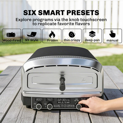 Outsunny Outdoor Pizza Oven Dual Heat Control 6 Presets Electric Pizza Maker with 37 cm Stone and Peel 