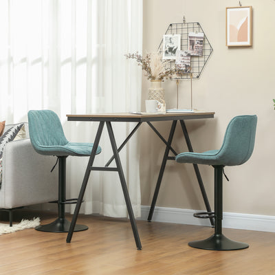 HOMCOM Set of Two Linen-Look Bar Stools - Blue 