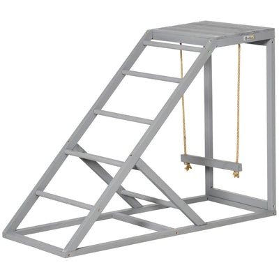 PawHut Wooden Chicken Coop Toy with Swing, Ladder, Platform, Grey 