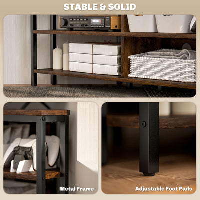 HOMCOM Industrial-Style Corner TV Unit - Black/Brown 